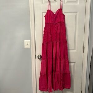 NWT Dark pink tiered midi dress